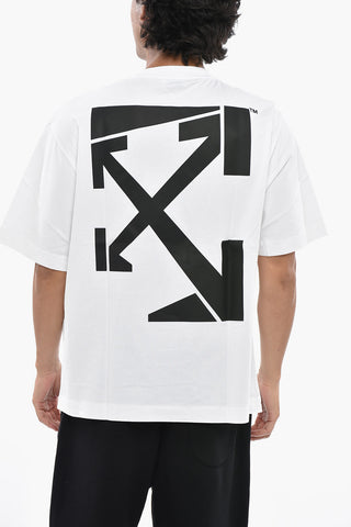 Crew Neck Solid-Color T-Shirt with Contrast Print