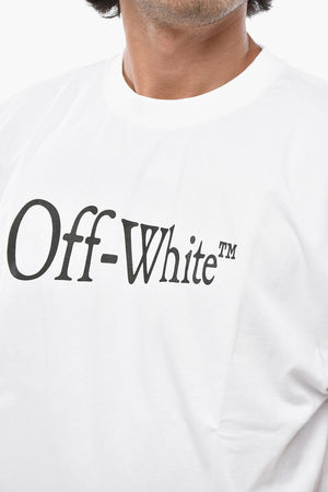 T-Shirt Girocollo in Tinta Unita con Stampa a Contrasto