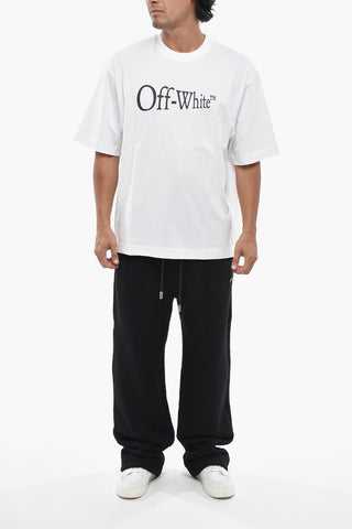 Crew Neck Solid-Color T-Shirt with Contrast Print