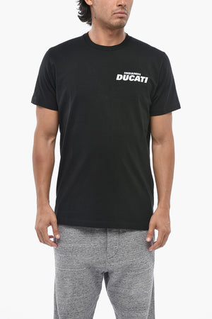 DUCATI Cotton Crewneck T-Shirt With Contrast Print