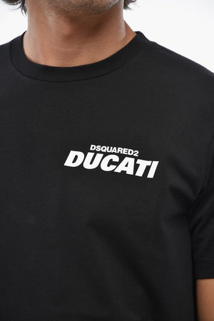 DUCATI Cotton Crewneck T-Shirt With Contrast Print