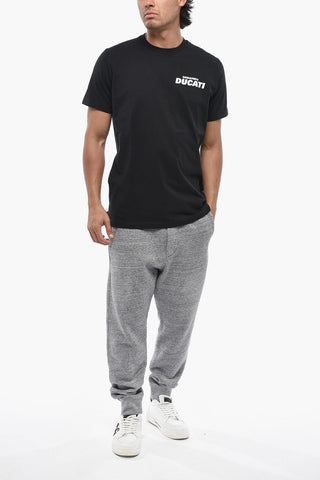 DUCATI Cotton Crewneck T-Shirt With Contrast Print