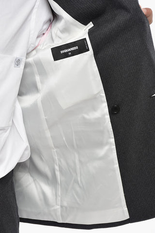 Virgin-Wool Double-Breasted Pinstripe Suit With Peak Lapel