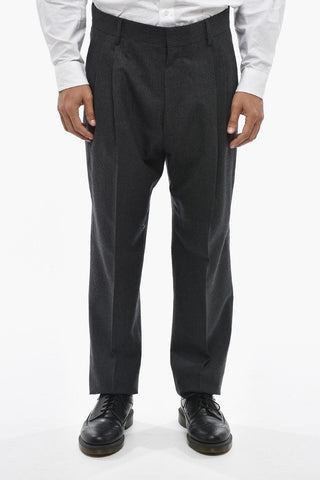 Virgin-Wool Double-Breasted Pinstripe Suit With Peak Lapel