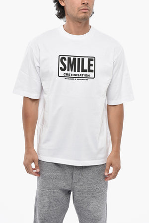 Crewneck Cotton T-Shirt With Contrast Print