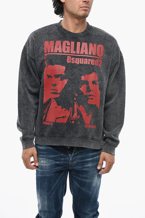 Felpa Girocollo Effetto Tie Dye Con Maxi Stampa Frontale