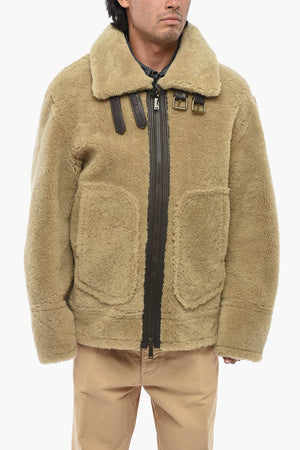 Giubbotto Aviator in Pelle con Inserto in Vera Pelliccia