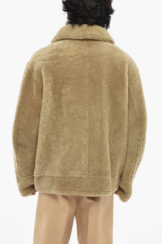 Aviator-Lederjacke mit Einsatz aus echtem Fell