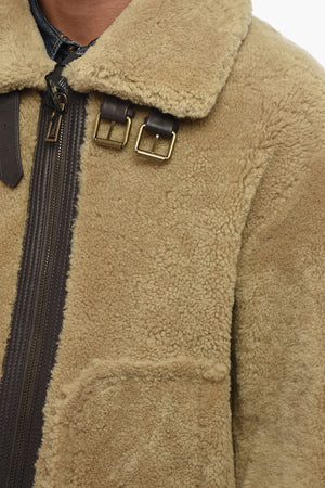 Giubbotto Aviator in Pelle con Inserto in Vera Pelliccia
