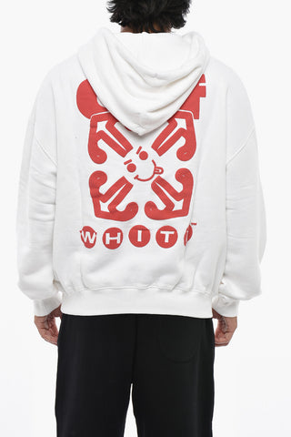 Felpa Hoodie SMILE ARROW in Cotone Garzato con Stampa in Rilievo