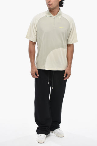 PARIS HILINSKI Polo in Nylon Bicolore con Mezza Zip
