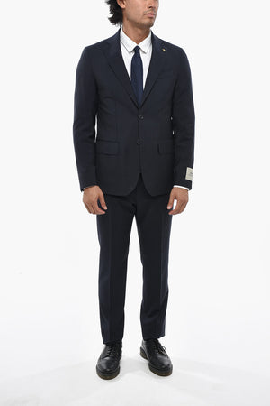 CC COLLECTION 2-Button Virgin Wool And Mohair Suit Double Vent Classic Notch Lapel