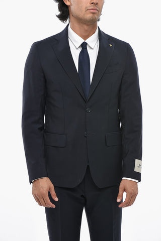 CC COLLECTION 2-Button Virgin Wool And Mohair Suit Double Vent Classic Notch Lapel