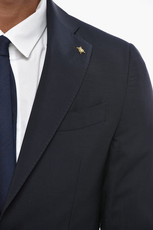 CC COLLECTION 2-Button Virgin Wool And Mohair Suit Double Vent Classic Notch Lapel