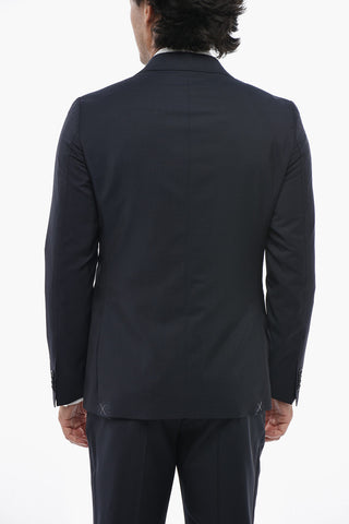 CC COLLECTION 2-Button Virgin Wool And Mohair Suit Double Vent Classic Notch Lapel
