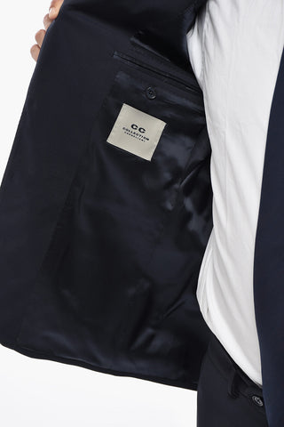 CC COLLECTION 2-Button Virgin Wool And Mohair Suit Double Vent Classic Notch Lapel