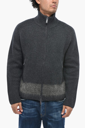 Maglia in Misto Lana a Costine con Chiusura Zip