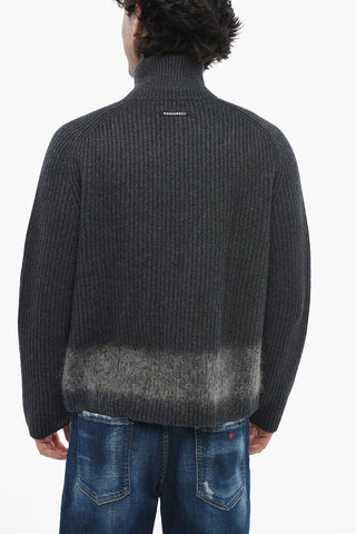 Ribbed Wool-Blend Knit With Zip Closure