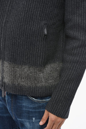 Ribbed Wool-Blend Knit With Zip Closure