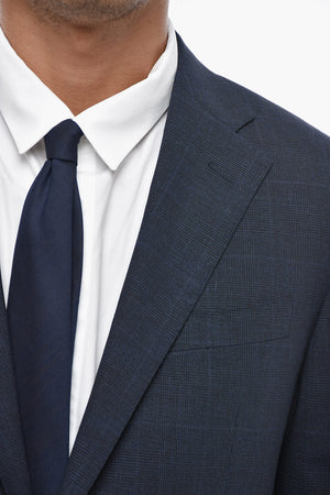 District Check Wool-Blend 2-Button Suit LEADER with Flap Pockets