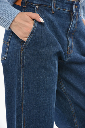 Jeans a Gamba Dritta con Patch Logata 20cm
