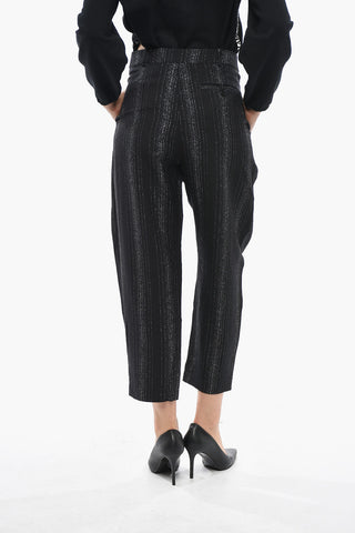 Double-Pleat Trousers with Lurex Stripes