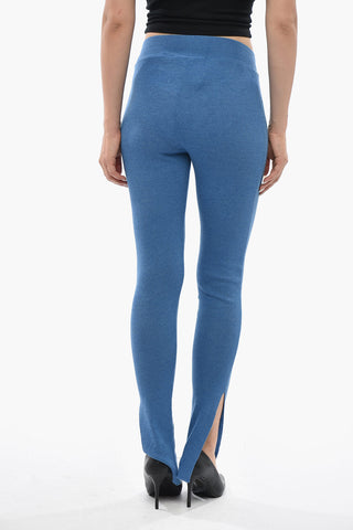 Knit Pants With Elastic Waist And Ankle Slit