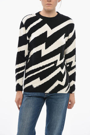 Virgin Wool Crewneck Sweater With Herringbone Pattern