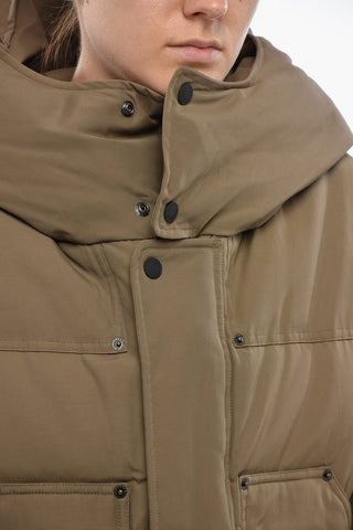 Nylon Quilted Puffer Jacket With Hood