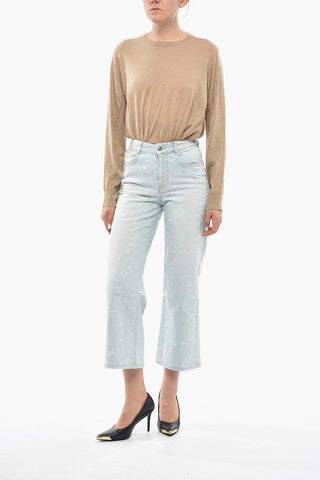 Stretch Denim Jeans with All-Over Logo 25cm