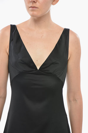 Satin Maxi Dress With V-Neck