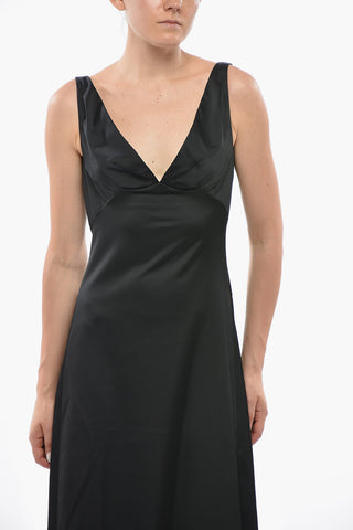 Satin Maxi Dress With V-Neck