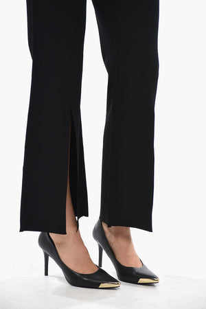 Solid-Color Trousers With Elastic Waist And Ankle Slit