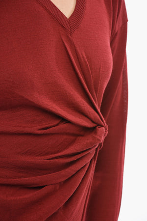 Draped Virgin Wool V-Neck Sweater
