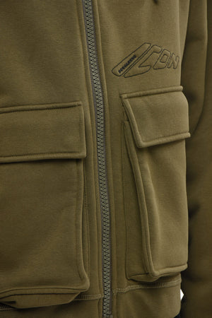 Maxi Felpa Hoodie a Tinta Unita con Tasche A Toppa