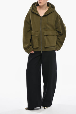 Maxi Hoodie A Solid-Color With Patch Pockets