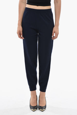 Pantaloni in Misto Cashmere con Banda Laterale Traforata