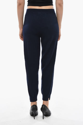 Cashmere-Blend Trousers with Perforated Side Band