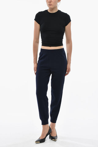 Cashmere-Blend Trousers with Perforated Side Band