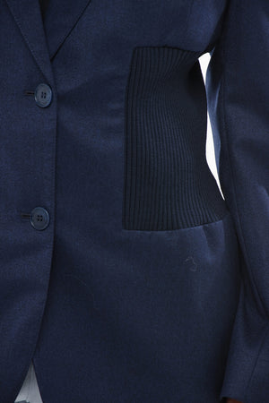 Blazer Aus Wolle Mit Rippenstrick-Einsatz
