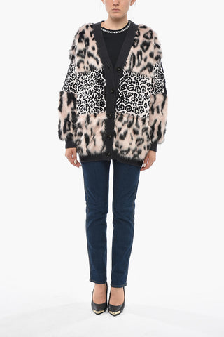 Cardigan mit Animalier-Muster und Kunstpelz-Details