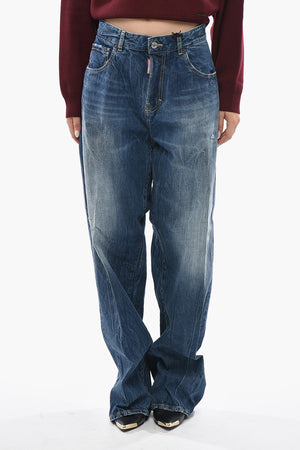 Stonewashed-Jeans mit weitem Bein 34 cm