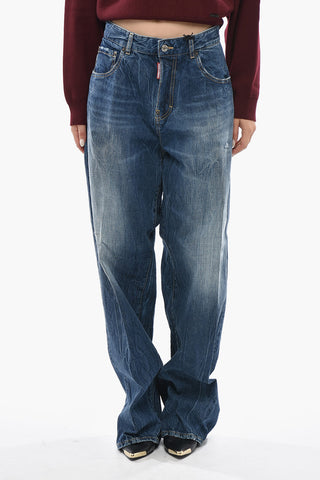 Jeans a Gamba Larga Effetto Stonewashed 34cm
