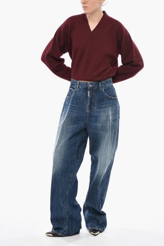 Jeans a Gamba Larga Effetto Stonewashed 34cm
