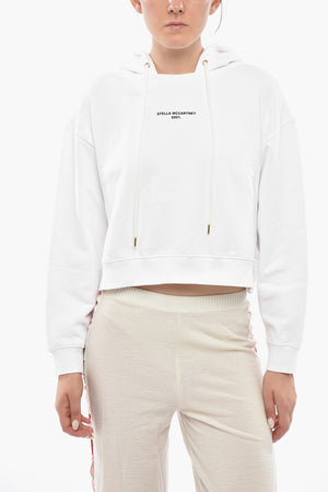 Felpa Hoodie in Cotone Garzato con Logo a Contrasto