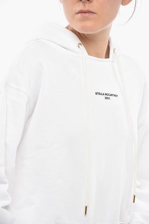 Felpa Hoodie in Cotone Garzato con Logo a Contrasto