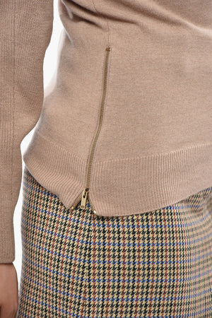 Virgin-Wool Crewneck Sweater With Side Zip