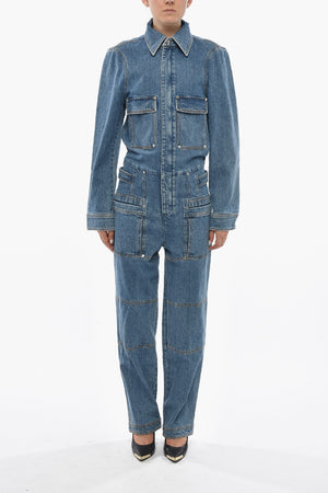 Jumpsuit Utility in Denim Stretch con Zip Frontale