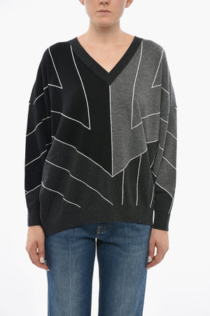 FRANK STELLA Virgin Wool V-Neck Sweater