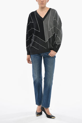 FRANK STELLA Pullover Mit V-Ausschnitt Aus Schurwolle